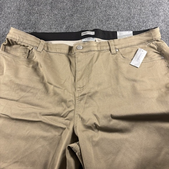 Catherines NWT Tan Sateen Stretch Straight‎ Leg Pants Womens Plus 24W - Picture 2 of 9